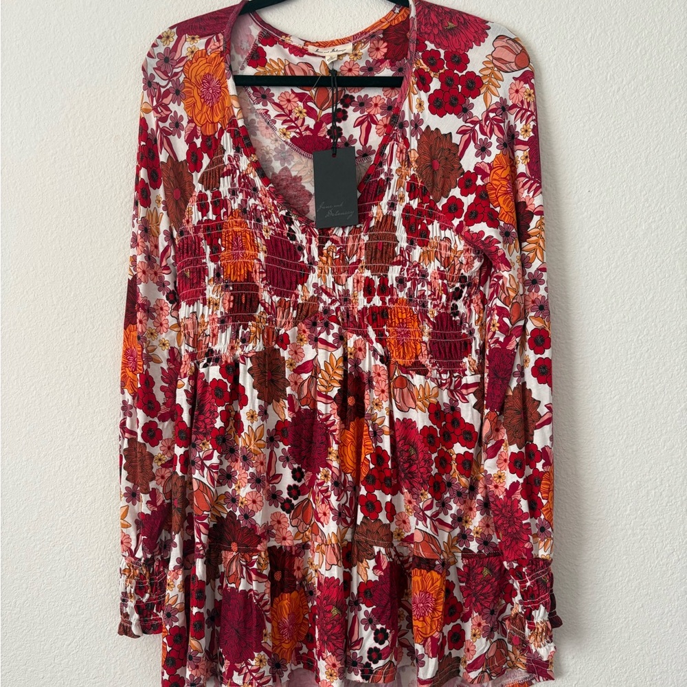 Vibrant Floral V-Neck Mini Dress